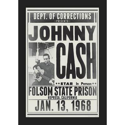 Johnny Cash Department of Corrections Folsom State Prison Concert Poster Framed Poster - 24 x 36 Inch