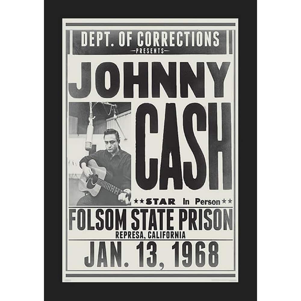 Johnny Cash Department of Corrections Folsom State Prison Concert Poster Framed Poster - 24 x 36 Inch