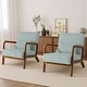 preview thumbnail 49 of 144, 25" W Mid Century Upholstered Wood Accent Chair with Pillow set of 2
