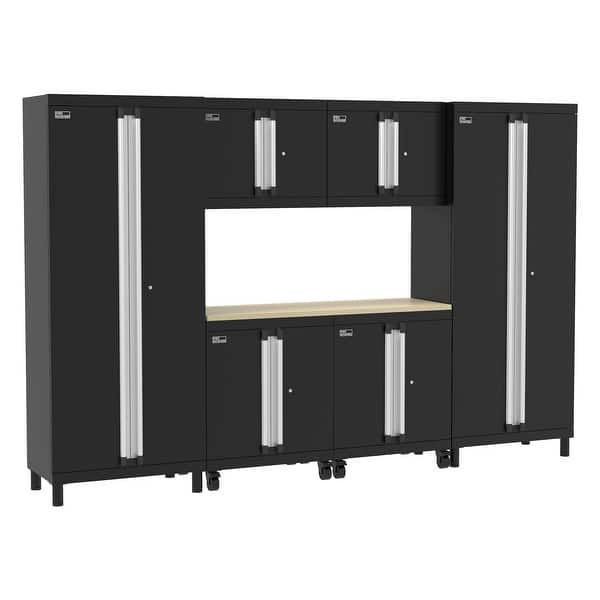 slide 2 of 12, ClosetMaid ProGarage 7-pc. Steel Cabinet Set Black