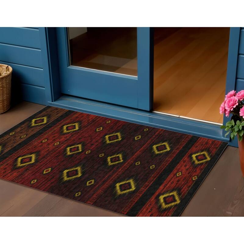 HomeRoots Tribal Transitional Rectangle Outdoor Rug - 3' x 5'