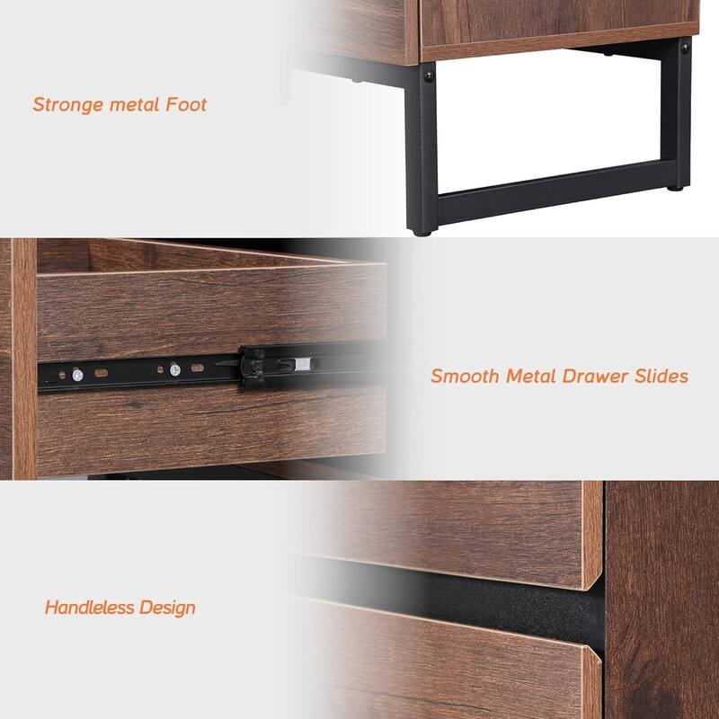 3-Piece Dresser And Nightstand Set, 63 Inches Dresser With 6 Drawers, 2 Nightstand With 4 Drawer, Bedroom Furniture Set