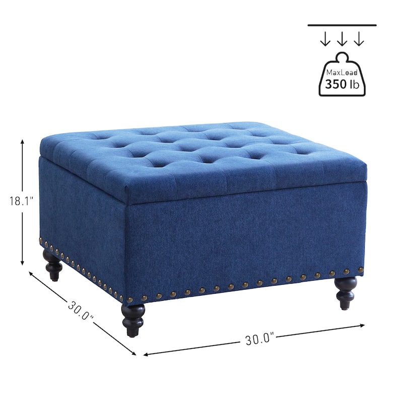 Large Square Storage Ottoman for Living Room
