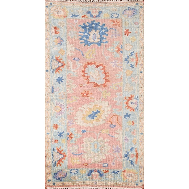 Colorful Oushak Oriental Accent Rug Wool Carpet - 2'6"x 5'9"