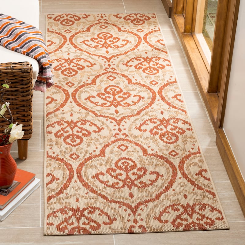 Martha Stewart by SAFAVIEH Fairview Indoor/ Outdoor Waterproof Rug - 2'7" x 8'2" Runner - Beige/Terracotta