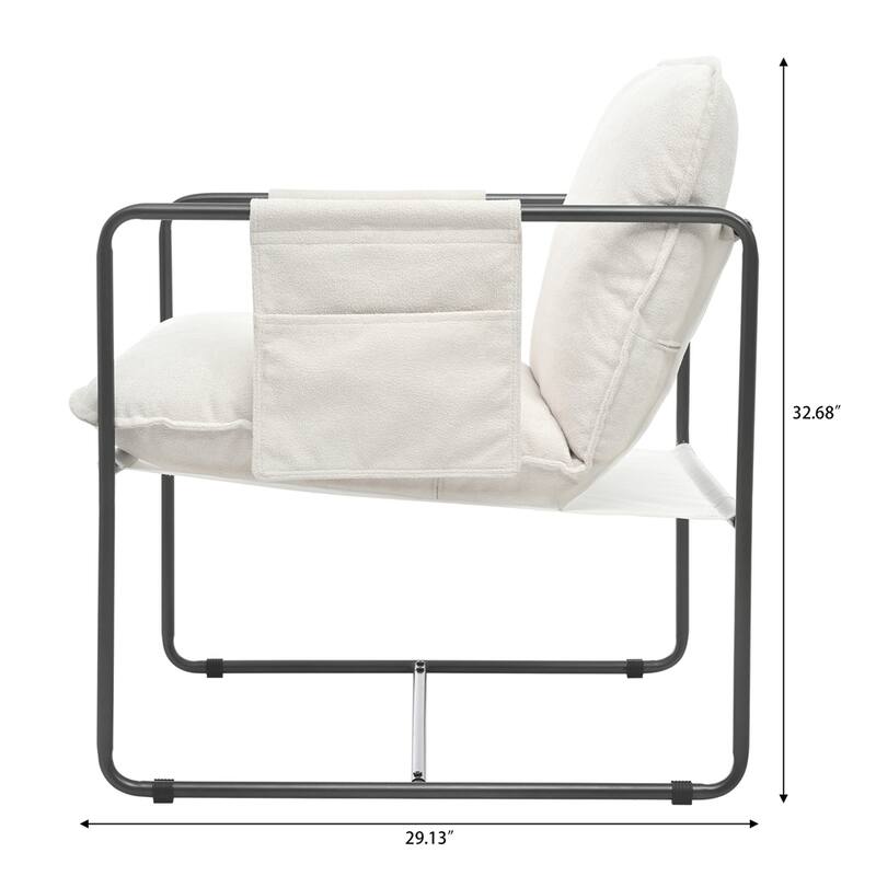 2 Sets 1 Case,Upholstered hanging armchair with arm pocket metal frame
