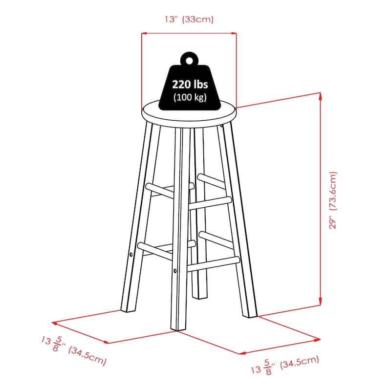 Element 2-Pc Bar Stool Set - 13.58 x 13.58 x 28.98 inches