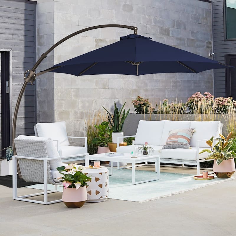 11 ft.Aluminum Curvy Cantilever Offset Hanging Patio Umbrella With Sandbag Base