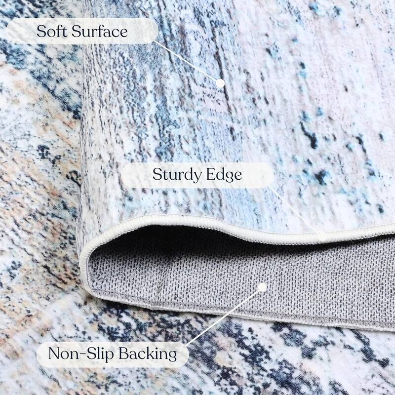Delara Machine Washable Area Rug, Soft & Durable, Non-Slip Backing, Eco- Friendly GRS certified.