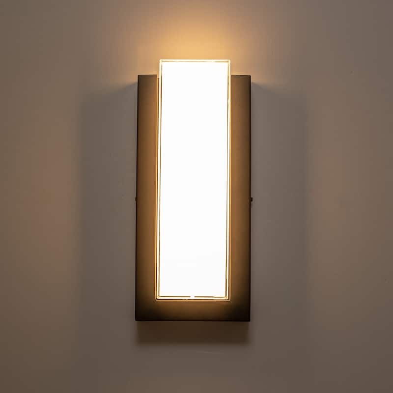 C Cattleya Matte Black Integrated LED Outdoor Wall Lantern Sconce with Glass Shade