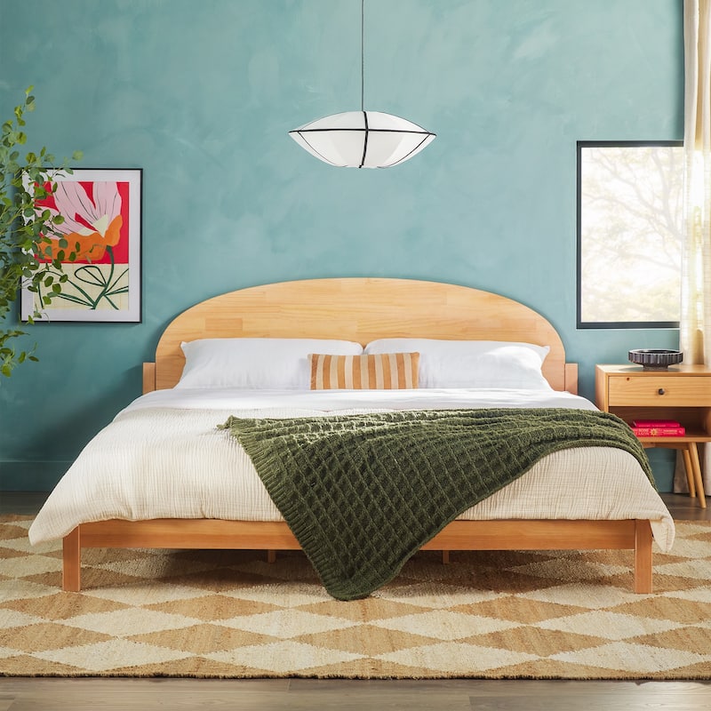 Middlebrook Designs Arched Headboard Solid Pine King Bed - Cerused White