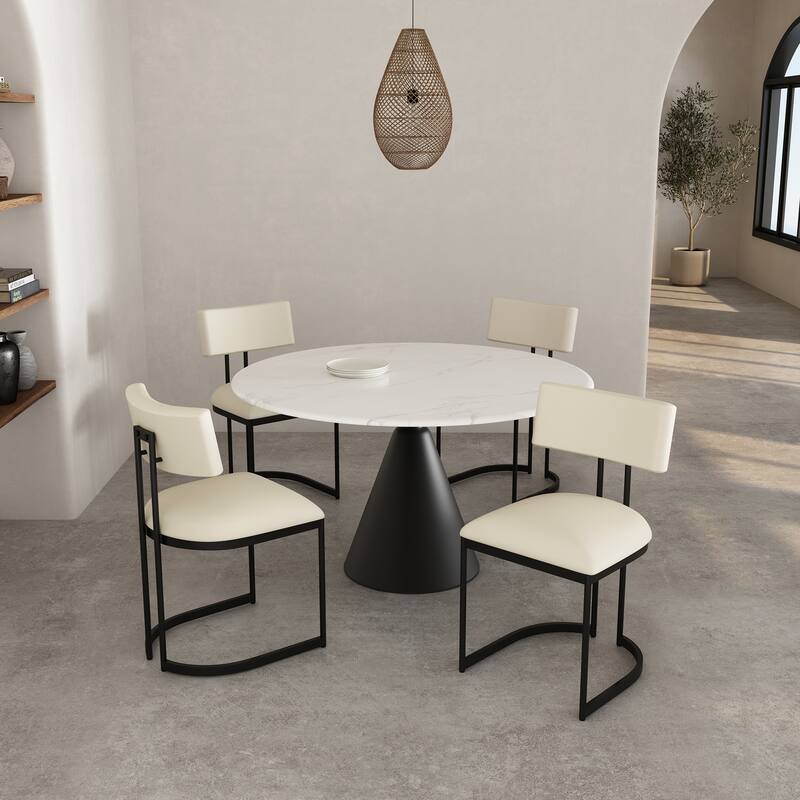 Manhattan Comfort Juno Metal Vegan Leather Side Chair