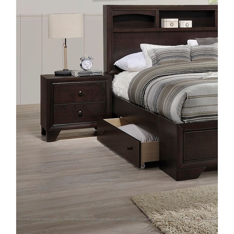 Modern Bedroom Nightstand,2 Drawers Bed Side Table Rubberwood