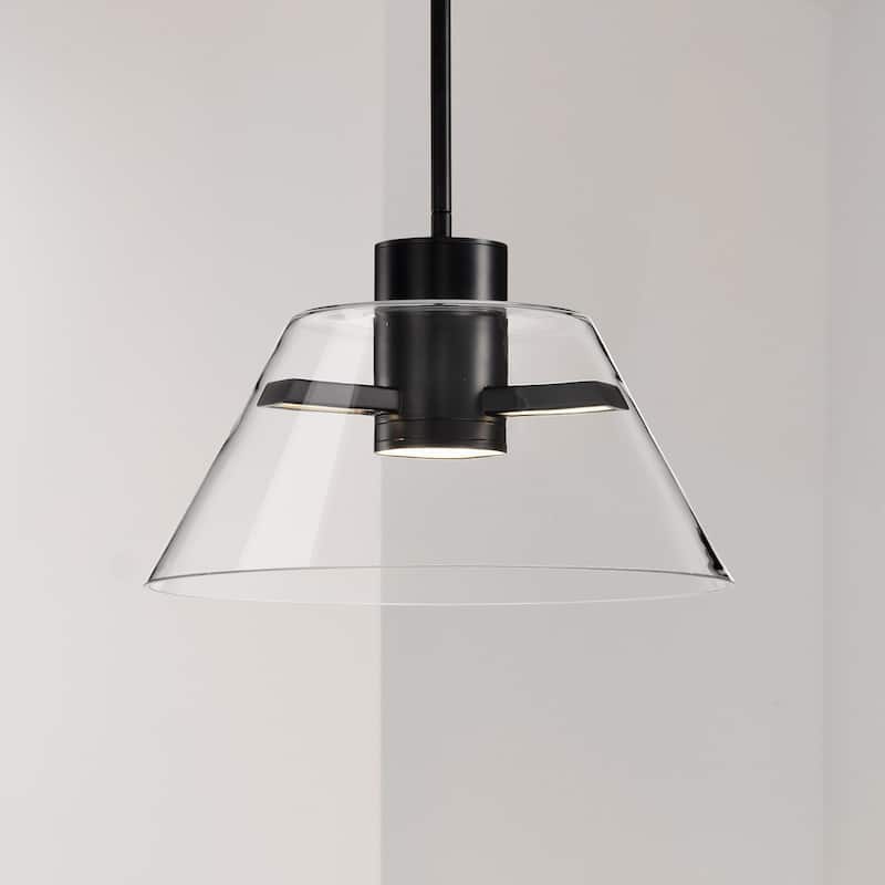 Edmond 14 Inch LED Pendant Matte Black with Clear Glass - Matte Black