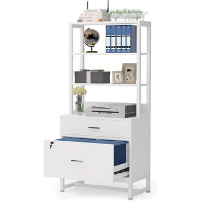 Particle Board Metal Lockable Filing Cabinet with Bookshelves