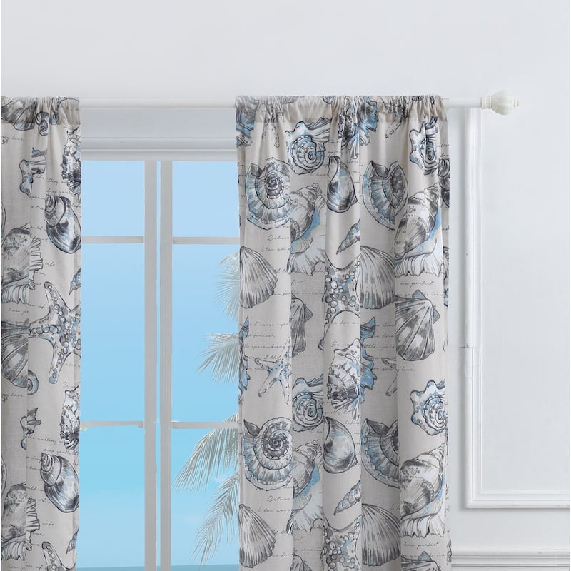 Barefoot Bungalow Cruz Coastal Curtain Set (Set of Two Panels) - 42 W x 84 L Each - 84 W x 84 L (inches)