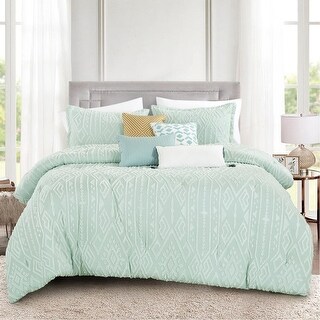 7 Piece Set Comforter Jacquard Light Green Soft Bedding Set On Sale Bed Bath Beyond 38317359