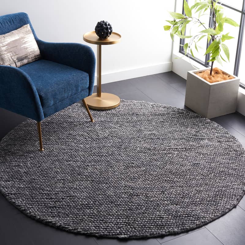 SAFAVIEH Handmade Natura Gerta Wool Rug - 6' Round - Dark Grey - Round