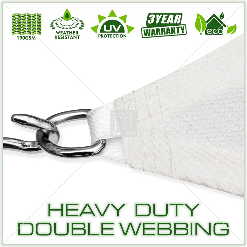 ColourTreeUSA Rectangle Sun Shade Sail HDPE Mesh Fabric Screen Canopy UV Block 190 GSM