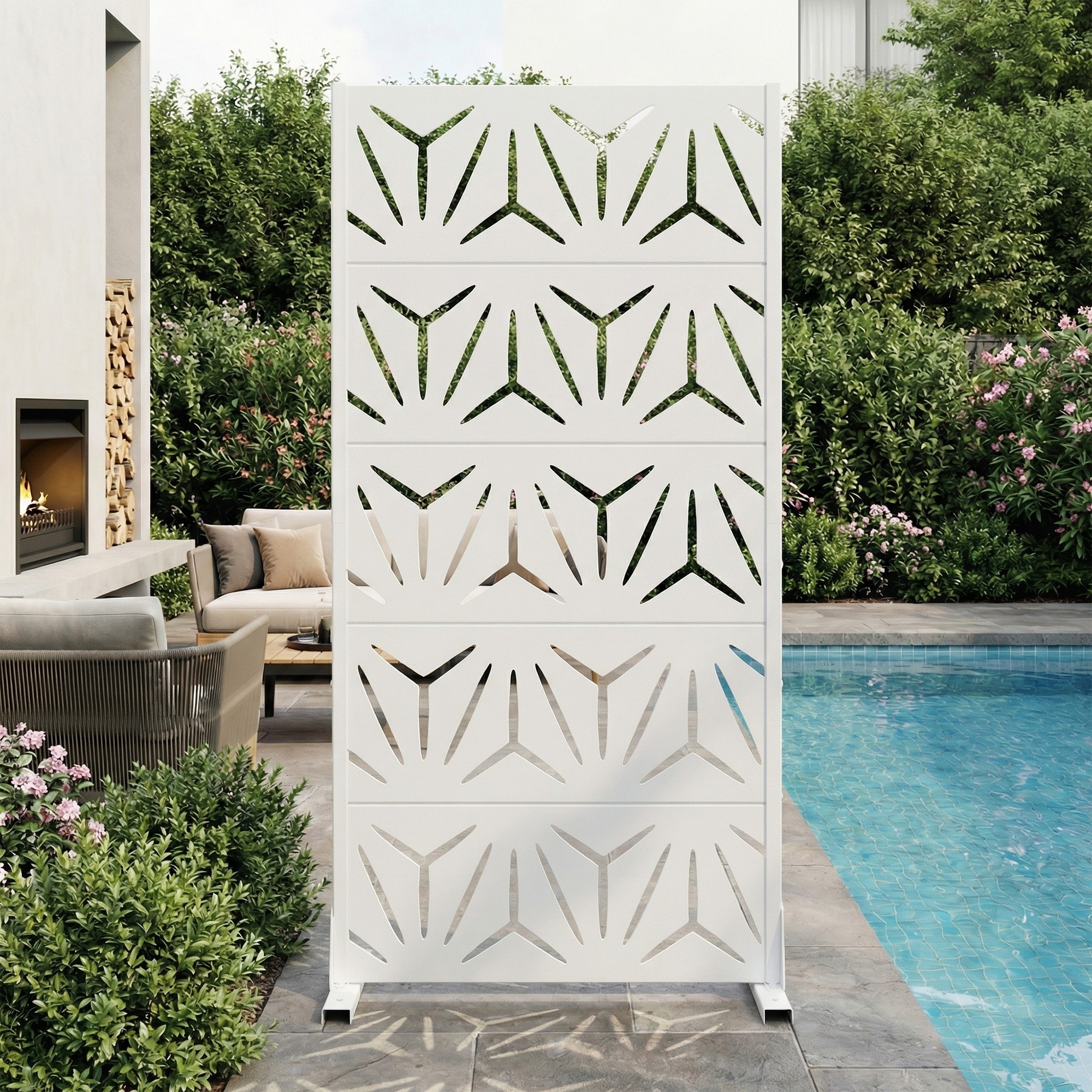 Outdoor Freestanding Metal Privacy Screen Decorative Partition Panel for Patio Garden Balcony