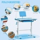 preview thumbnail 2 of 12, Kids Desk and Chair Set with Adjustable Tabletop, LED Light, Cup Holder, Drawer, and Pen Box, Ideal for Homework, Ages 6-12