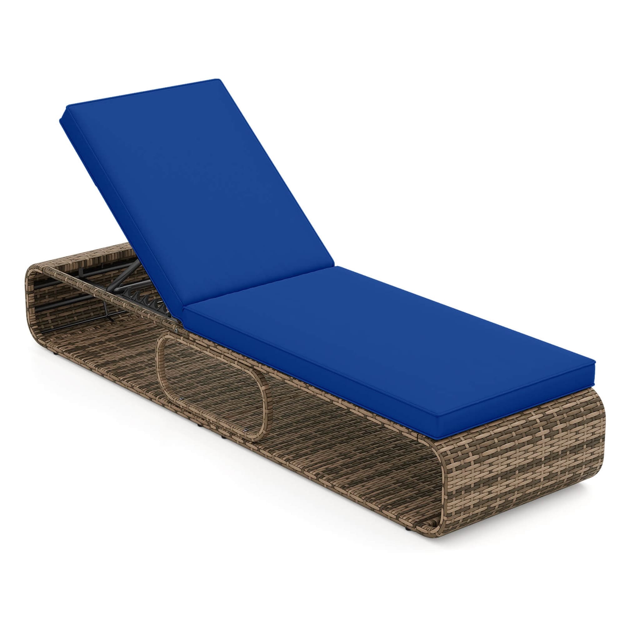 1/2 PCS PE Wicker Patio Reclining Chair Outdoor Sun Chaise Lounge