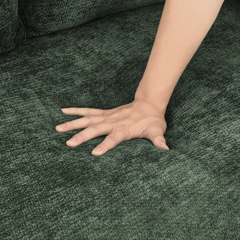 90.6 Inch 3-Seater Sofa Couch with 6 Pillows, Chenille Upholstered Living Room Sofa for Living Room Bedroom Apartment in White