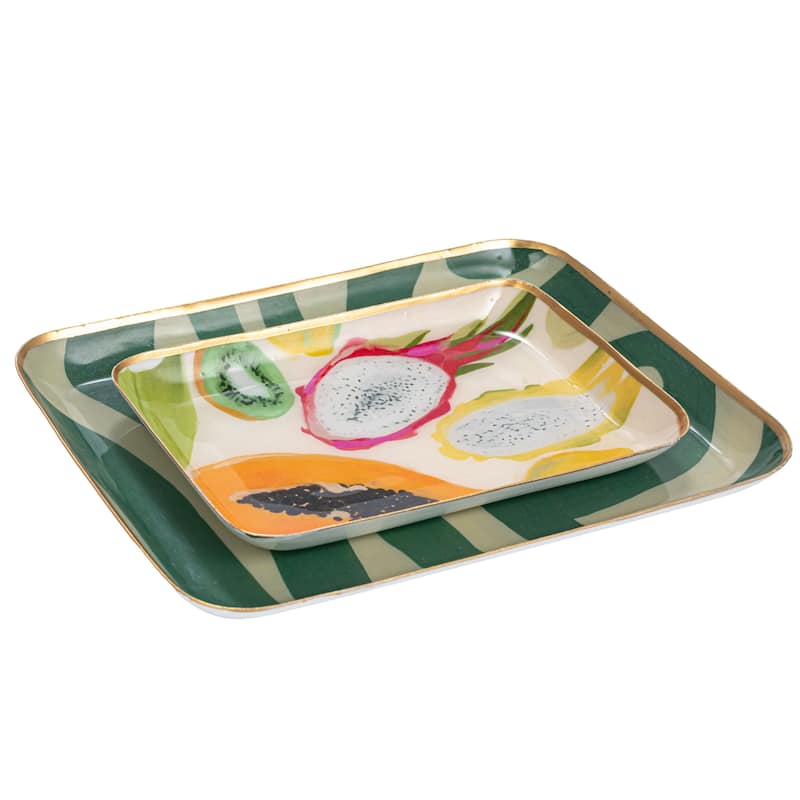 Abstract Enameled Metal Trays