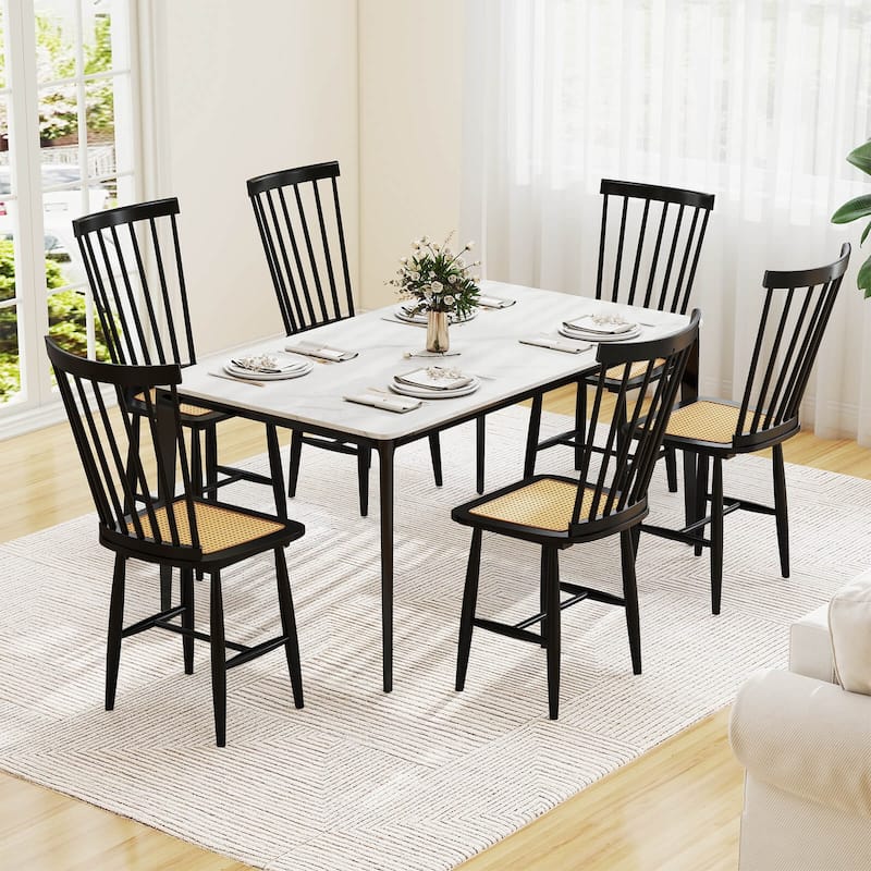 Costway Dining Chairs Set of 2/4 with PE Rattan Seats for Dining Room,