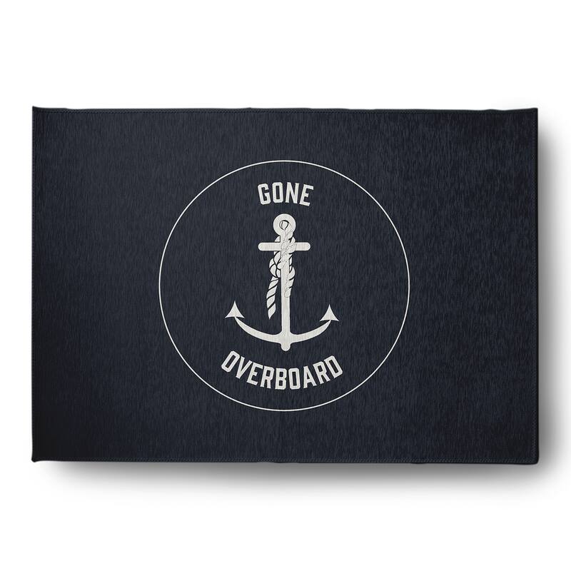 Gone Forever Overboard Nautical Chenille Rug - Shark Blue - 5' x 7'
