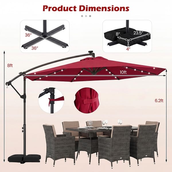 costway 10ft square patio offset cantilever umbrella PURPLE LEAF Umbrellas 10' x 10' Double Top, Beige while the enclosed top connector with a self 9.5 Feet Square Patio Cantilever