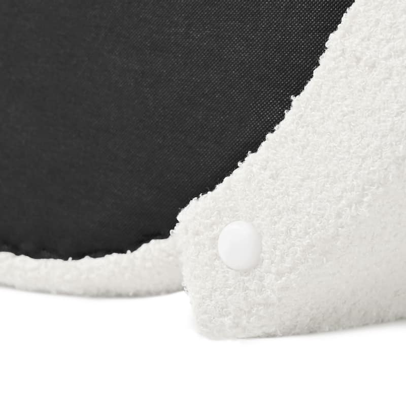 Round Ottoman teddy fleece cushioned footpads living room and bedroom footstool with storage space