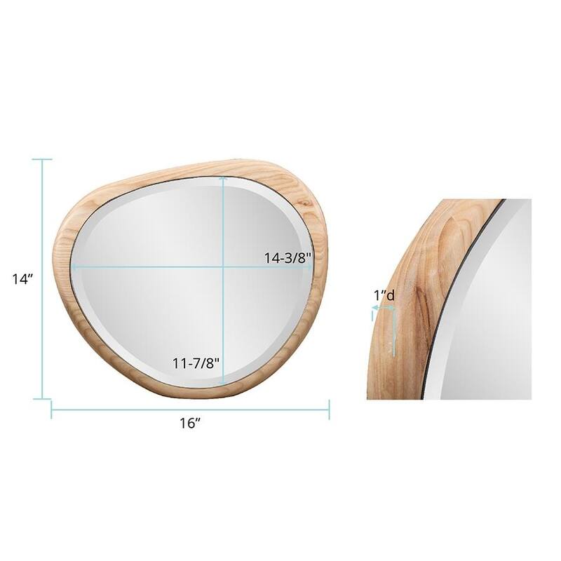Allan Andrews Asymmetrical Bleached Oak Wood Framed Wall Mirror - 14"W x 16"H