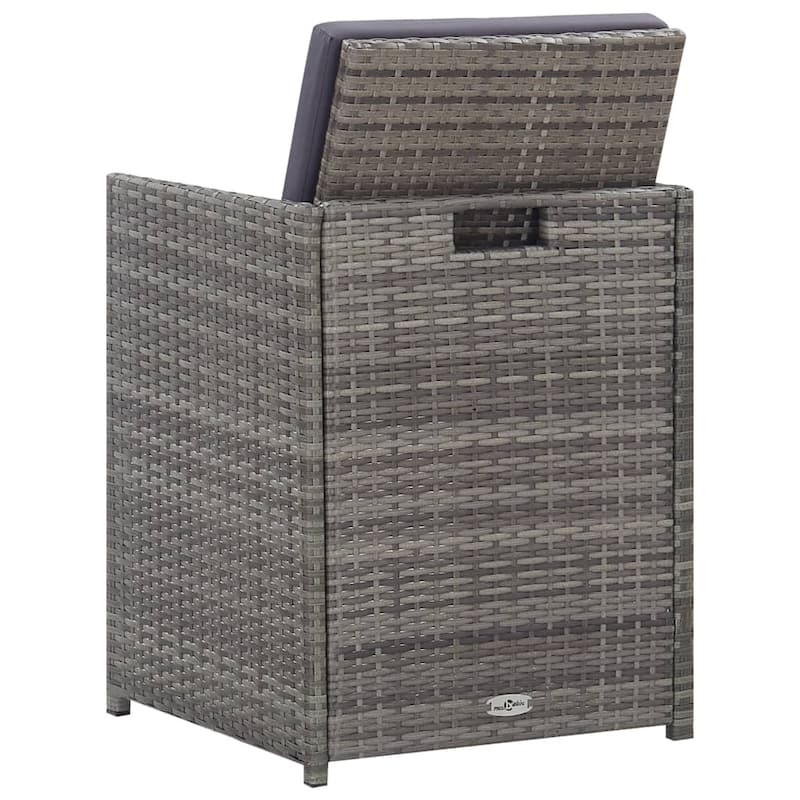 vidaXL Patio Dining Set 9 Piece Outdoor Table and Chair Poly Rattan Furniture - 42.9" x 42.9" x 29.1"