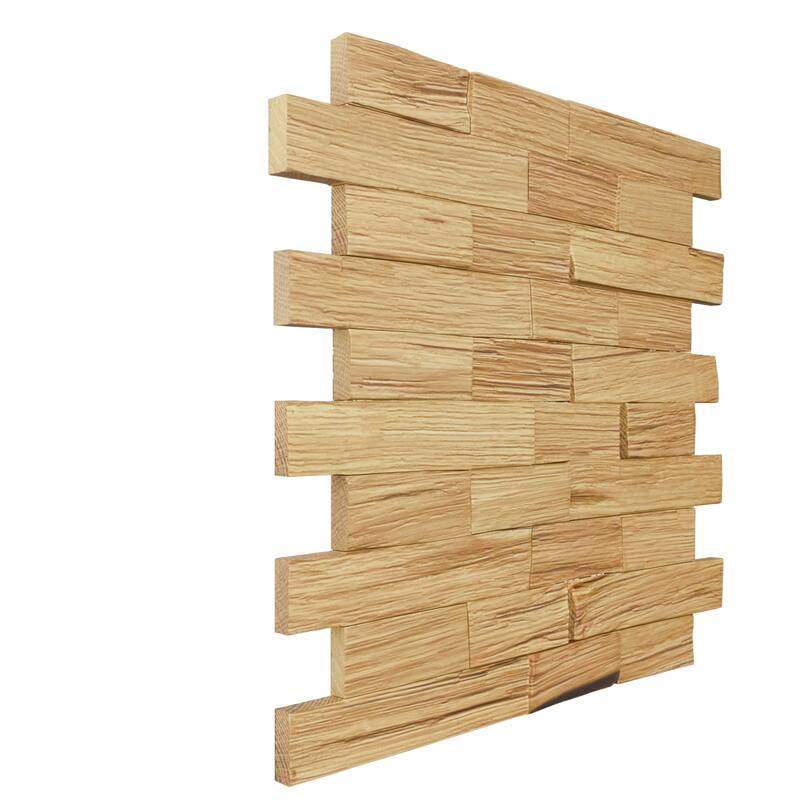 11 7/8"W x 11 7/8"H x 1/2"P Nordic Wood Mosaic Wall Tile, Oak - 11 7/8"W x 11 7/8"H x 1/2"P