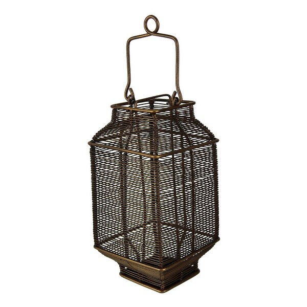 Bronze Spun Wire Metal Square Candle Lantern - 12.5 X 4.5 X 4.5 inches