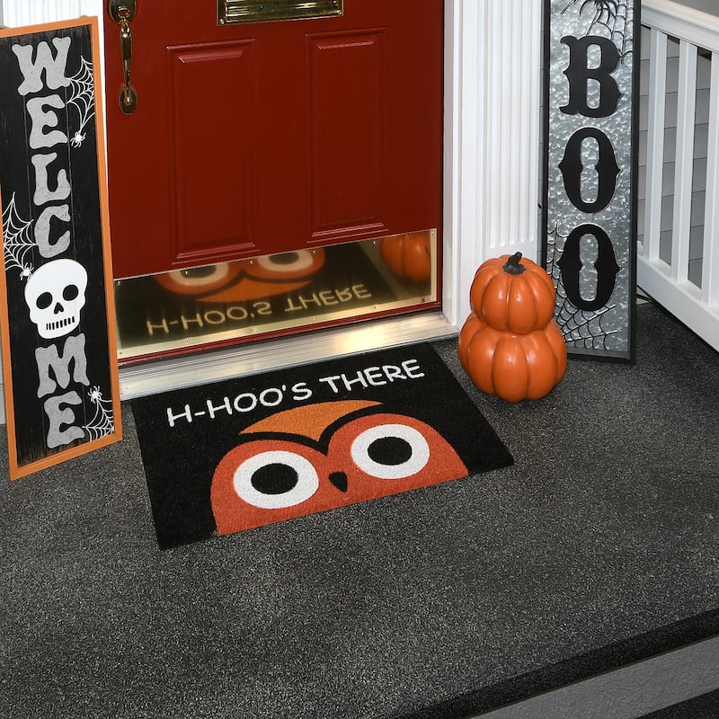 National Tree Company Halloween WHO'S THERE Owl Doormat Decoration, 30 Inches - 30 in