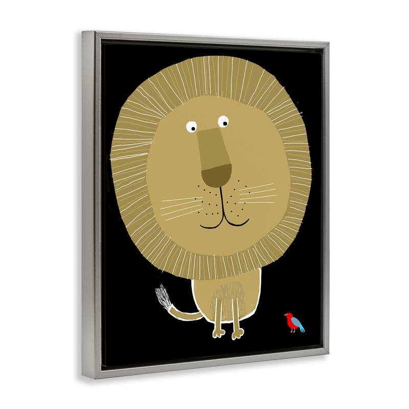 Stupell Lion and Bird Friends Framed Floater Canvas Wall Art Design By Carla Daly
