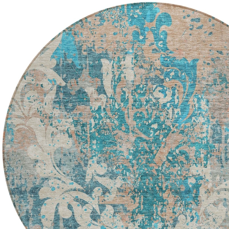 HomeRoots Damask Transitional Rectangle Outdoor Rug