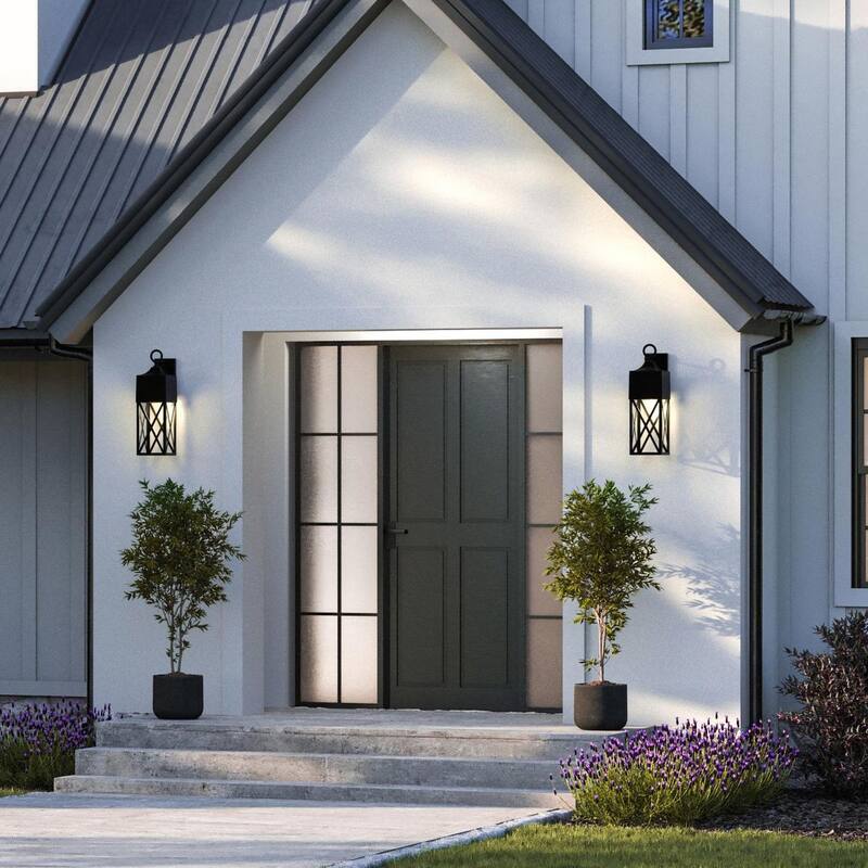 Birkdale Collection One-Light Textured Black Outdoor Wall Lantern - 7 in x 9.5 in x 23.25 in