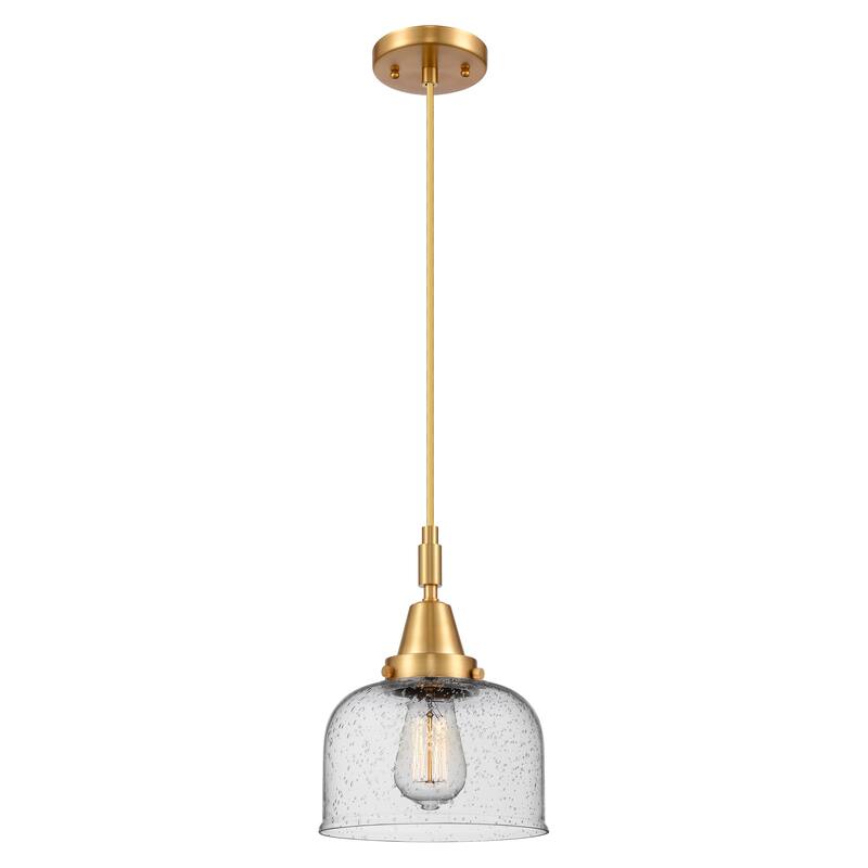 Innovations Lighting Downtown Urban - Caden Bell - 1 Light 8" Cord Hung Mini Pendant - Satin Gold/Seedy Shade