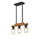 preview thumbnail 36 of 67, Farmhouse Linear Chandelier Rustic Wood Kitchen Island Lighting Dining Room Pendant Light Fixture with Seeded Glass Shade