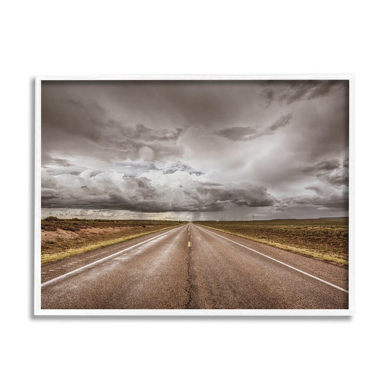 Stupell Open Road under Stormy Sky Western Landscape Framed Wall Art - Multi-Color - 24 x 30 - White