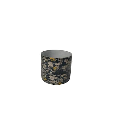 Medium Glass Peacock Votive Candle Holder - 4.75" - Green and Gray