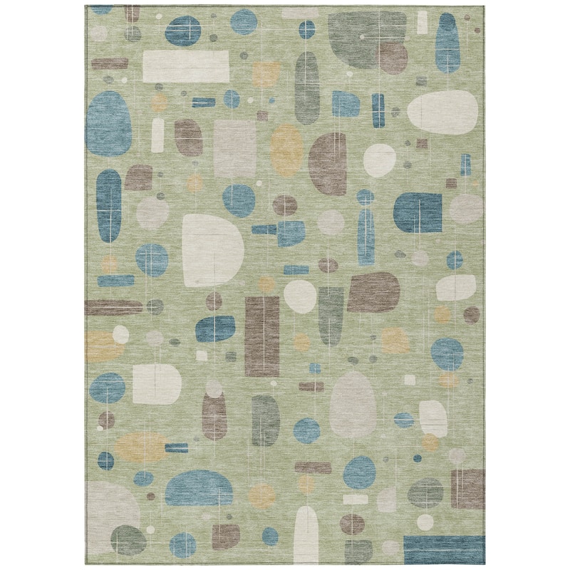 Machine Washable Indoor/ Outdoor Contemporary Fun Chantille Rug