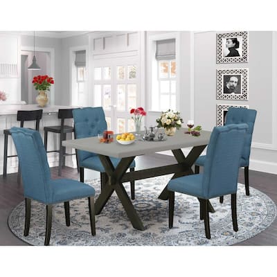 5-Piece Natural Oak Finish Solid Wood Top Dining table with 4 Chairs with