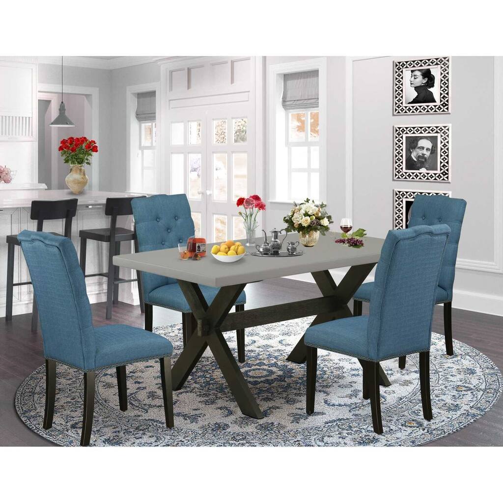 5-Piece Natural Oak Finish Solid Wood Top Dining table with 4 Chairs with