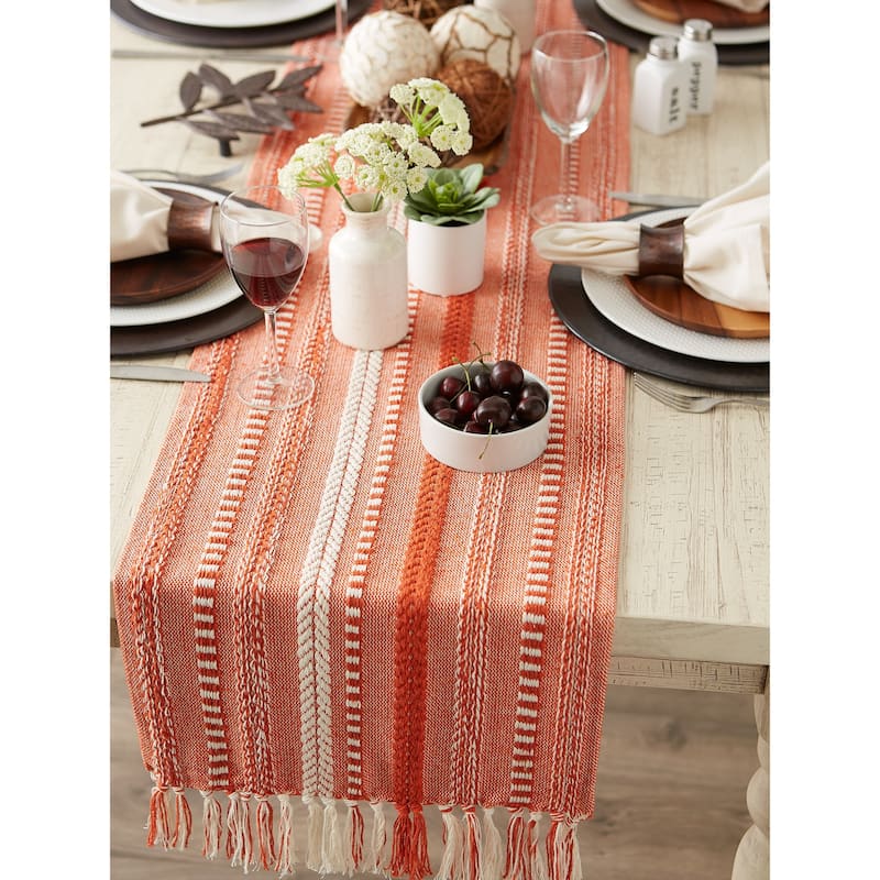 DII Black Braided Stripe Table Runner