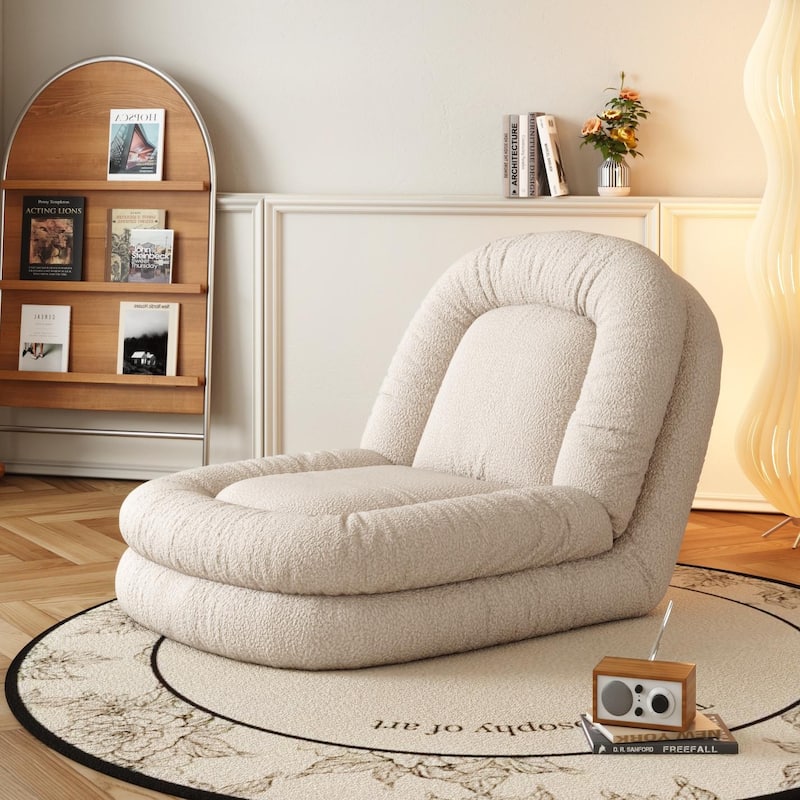JASIWAY Modern Convertible Sleeper Sofa Bed Lazy Sofa, Beige