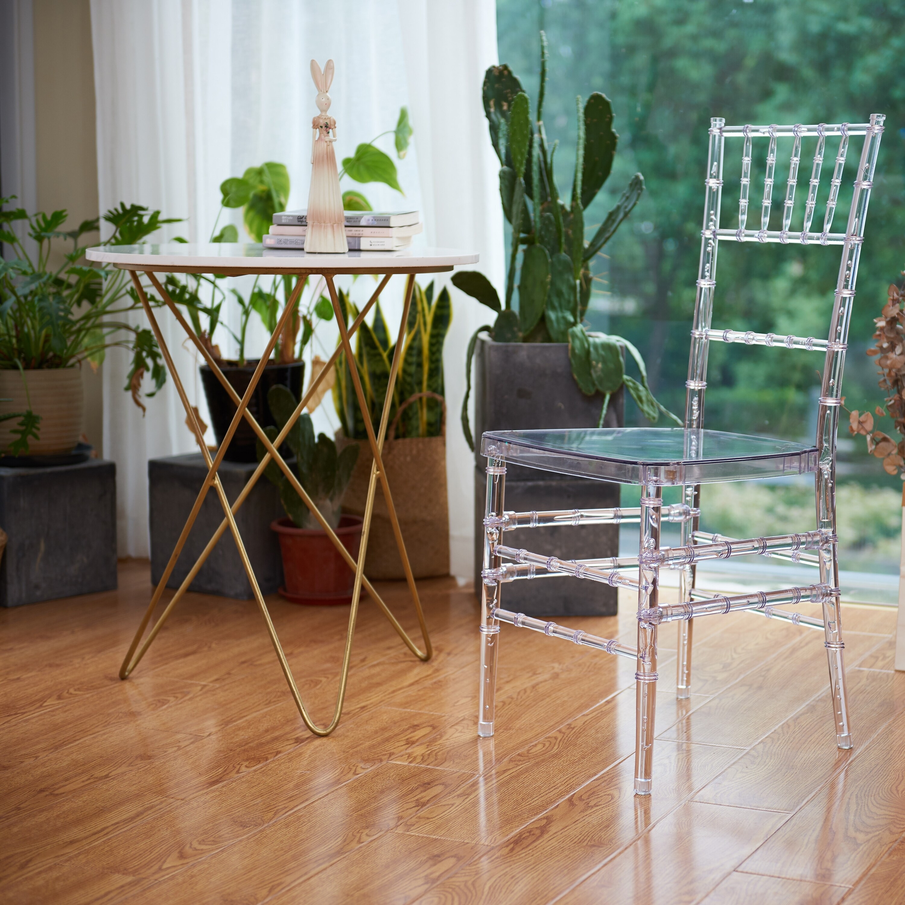 Clear Bamboo Design Dining Side Chairs (Set of 2)